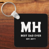 Cool zwart en wit modern monogram Beste papa ooit Sleutelhanger (Voorkant)