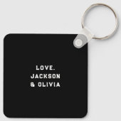 Cool zwart en wit modern monogram Beste papa ooit Sleutelhanger (Achterkant)
