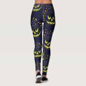 Cool Zwart Geel Jack O Lantaarn Pompoen Halloween Leggings (Achterkant)