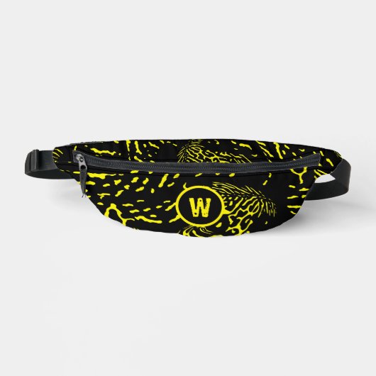 Cool Zwart Geel Tijger Wild Animal Print Monogram Heuptasje (Voorkant)