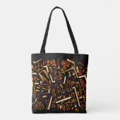 Cool Zwart Goud Groovy Tote Bag (Achterkant)