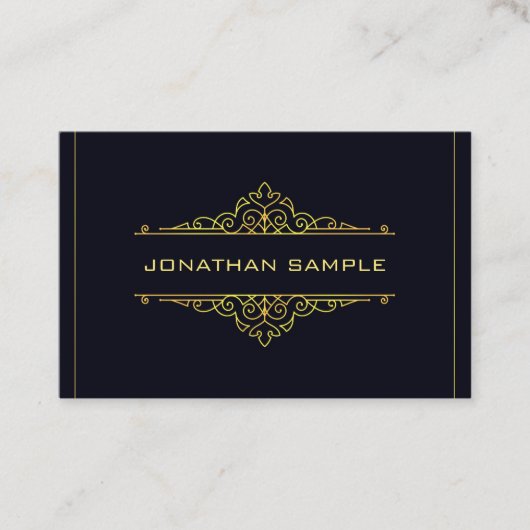 Cool Zwart Goud Modern Elegant Elegant Geavanceerd Visitekaartje (Voorkant)