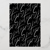 Cool Zwart & Goud Zoet Zestien Glam 16e Verjaardag Folie Uitnodiging (Achterkant)
