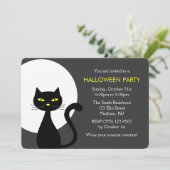 Cool Zwart Halloween Kat Party Kaart (Staand voorkant)