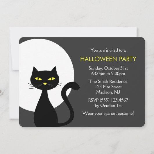 Cool Zwart Halloween Kat Party Kaart (Voorkant)