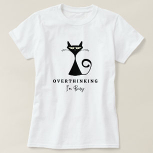 Cool zwart kat overdenken Ik ben bezig donker T-shirt
