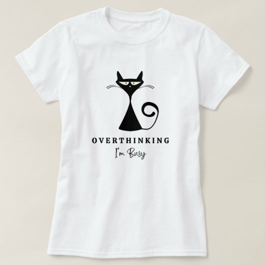 Cool zwart kat overdenken Ik ben bezig donker T-shirt (Design voorkant)