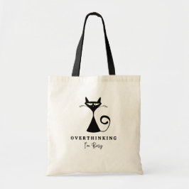 Cool zwart kat overdenken Ik ben bezig donker Tote Bag