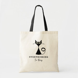 Cool zwart kat overdenken Ik ben bezig donker Tote Bag