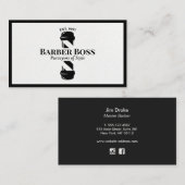 Cool Zwart Lederen Barber Pole Barbershop Visitekaartje (Voorkant / Achterkant)