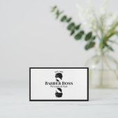 Cool Zwart Lederen Barber Pole Barbershop Visitekaartje (Staand voorkant)