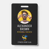 Cool Zwart Logo Foto QR Code Medewerker ID Badge (Voorkant)