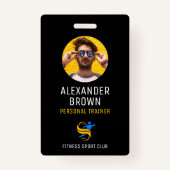 Cool Zwart Logo Foto QR Code Medewerker ID Badge (Voorkant)