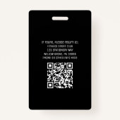 Cool Zwart Logo Foto QR Code Medewerker ID Badge (Achterkant)