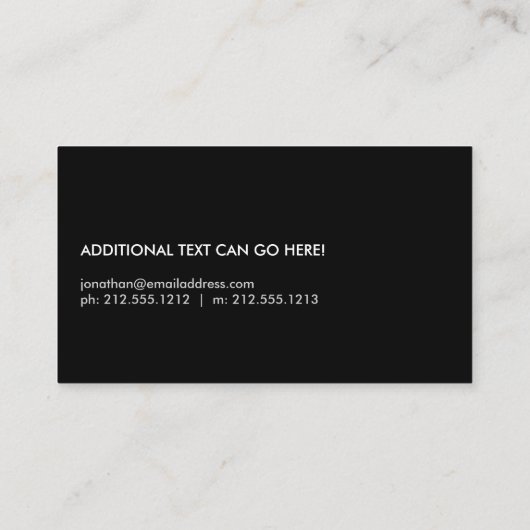 COOL ZWART op ZWART DESIGN Visitekaartje (Achterkant)