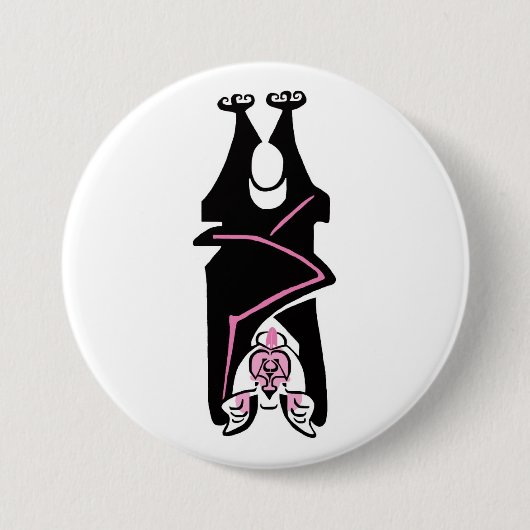Cool Zwart & roze BAT - Halloween - Gothic - Natuu Ronde Button 7,6 Cm (Voorkant)