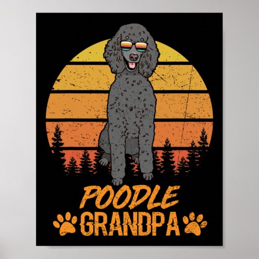 Cool Zwart Standaard Poedel Hond Opa Vaders Dag Poster (Voorkant)