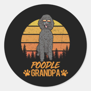 Cool Zwart Standaard Poedel Hond Opa Vaders Dag Ronde Sticker