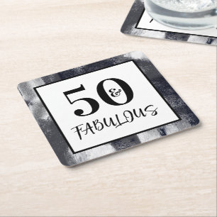 Cool zwart-wit 50 en Fantastisch verjaardagsfeestj Kartonnen Onderzetters