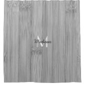 Cool Zwart-wit bamboe houtprint Monogram Douchegordijn (Voorkant)
