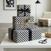 Cool zwart-wit geruit vlagpatroon cadeaupapier