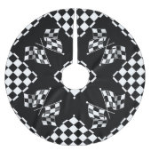 Cool zwart-wit geruit vlagpatroon kerstboom rok (Voorkant)