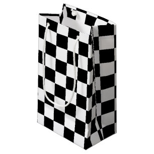 Cool zwart-wit geruit vlagpatroon klein cadeauzakje