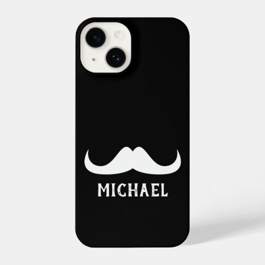 Cool Zwart Wit Handlebar snor Aangepaste naam iPhone Hoesje (Achterkant)