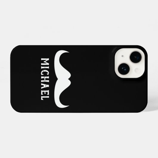 Cool Zwart Wit Handlebar snor Aangepaste naam iPhone Hoesje (Achterkant horizontaal)