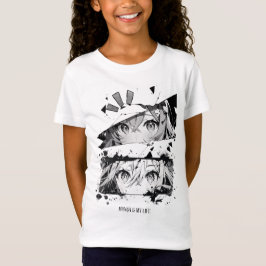 Cool Zwart Wit Manga Ogen Anime Meisjes Grafische T-shirt