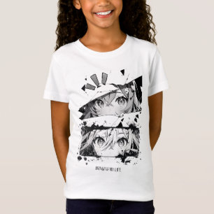 Cool Zwart Wit Manga Ogen Anime Meisjes Grafische T-shirt