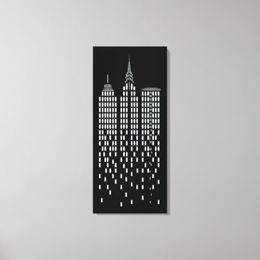 Cool Zwart & Wit New York City wolkenkrabber Canvas Afdruk (Voorkant)