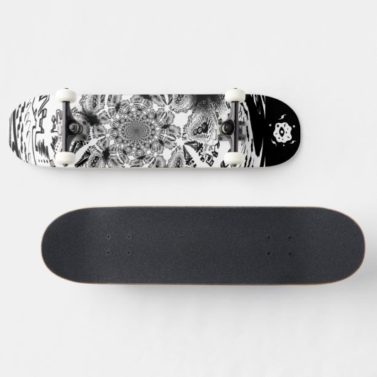 Cool Zwart Wit Persoonlijk Skateboard (Horizontaal)