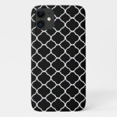 Cool Zwart-wit Quatrefoil Tegel Pattern Case-Mate iPhone Case (Achterkant)