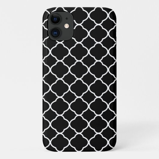 Cool Zwart-wit Quatrefoil Tegel Pattern Case-Mate iPhone Case (Achterkant)