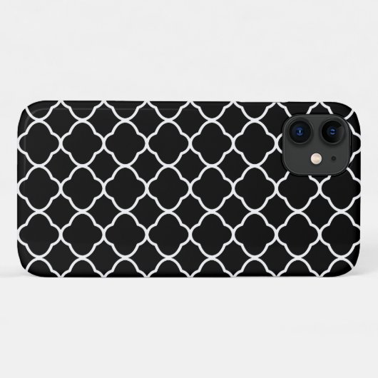 Cool Zwart-wit Quatrefoil Tegel Pattern Case-Mate iPhone Case (Achterkant (horizontaal))