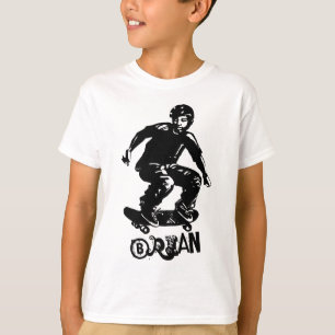 Cool Zwart Wit Skateboarder Aangepaste naam T-shirt