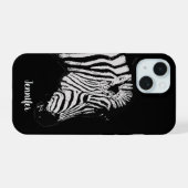 Cool zwart-wit zebra persoonlijk iPhone 15 case (Achterkant horizontaal)