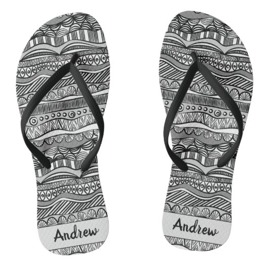 Cool zwart-witafdrukken teenslippers (Voetbed)