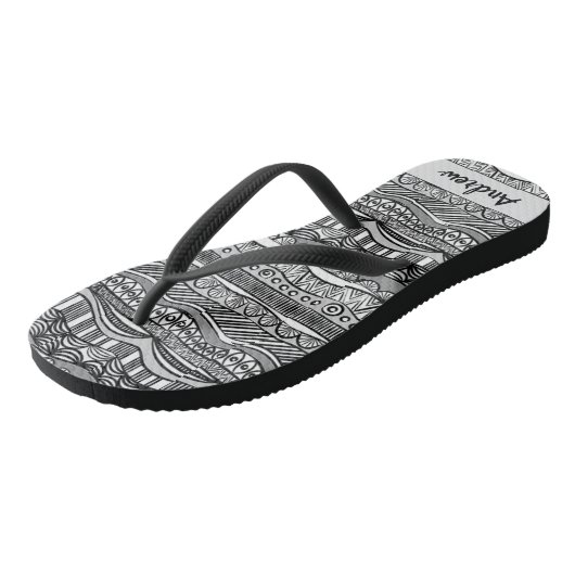 Cool zwart-witafdrukken teenslippers (Schuin)