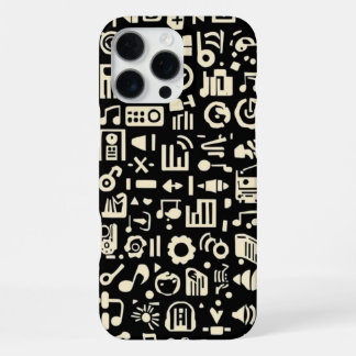 Cool zwart-witpatroon voor muziekliefhebbers iPhone 16 pro max hoesje