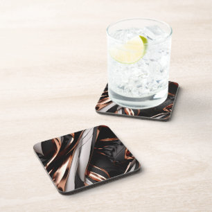 Cool zwart, zilver en koper abstract 3D-effect Bier Onderzetter
