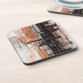 Cool Zwart, Zilver en Koper Abstract Druppelen Bier Onderzetter (Linkerzijde)