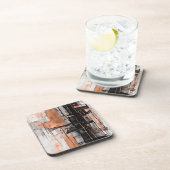 Cool Zwart, Zilver en Koper Abstract Druppelen Bier Onderzetter (Rechterzijde)