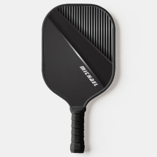 Cool Zwarte Abstract Monogramnaam Pickleball Paddle