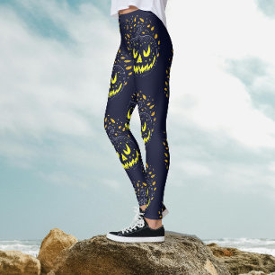 Cool Zwarte Gele Jack O Lantern Pompoen Halloween Leggings