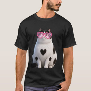 Cool Zwarte Kat Kitten Rode Hart Bril Happy Vale T-shirt