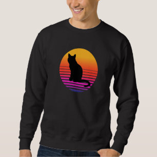 Cool Zwarte Kat Profiel bij Zonsondergang Kitten D Trui