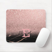 Cool Zwarte Marmer, Glitter, Persoonlijke Monogram Muismat (Met muis)