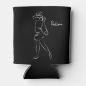 Cool Zwarte Moderne Met Uw Naam Aangepaste Dames Blikjeskoeler (Voorkant)